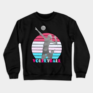 Volleyball Spiker Vintage Sunset Background Crewneck Sweatshirt